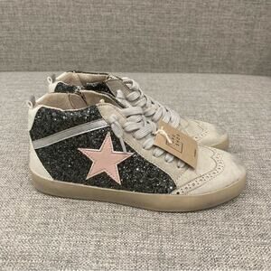 NEW Shu Shop Paulina Kids Sneakers in Steel Glitter Brand New in Box Size 5